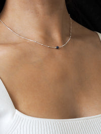September Birthstone Sapphire Sterling Silver Necklace