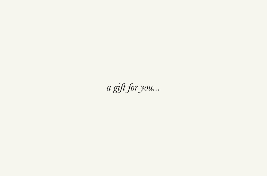 Aluna Mae e-gift card with minimalist cream background and the words "a gift for you..." in elegant script.
