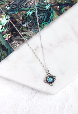 ERIN. Sterling Silver Moon & Star Pendant Necklace