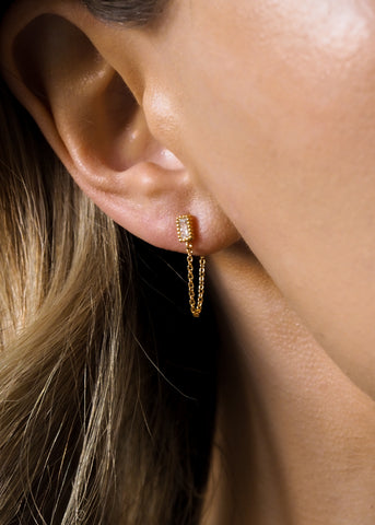 DARA. Gold Tiny Opal Stud Earrings
