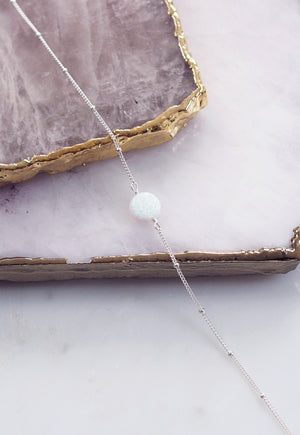 LENA. White Opal Sterling Silver Necklace