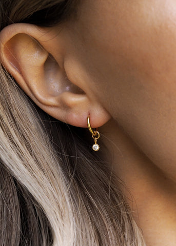 ANYA. Sterling Silver Pearl Hoop Earrings