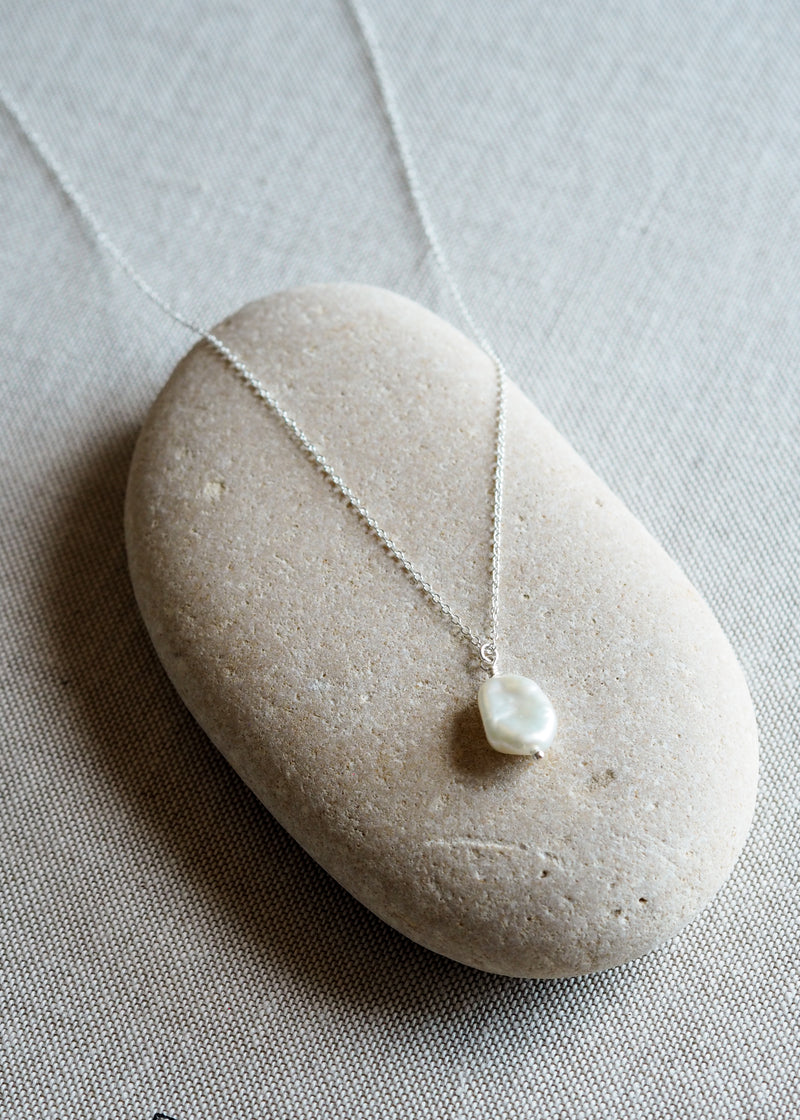CHLOE. Sterling Silver Pearl Pendant Necklace